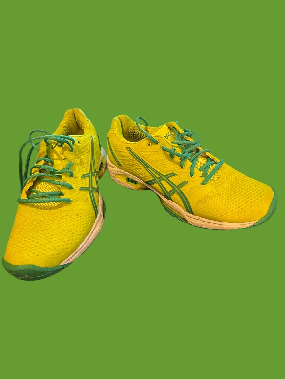 ASICS Neon Yellow Running Shoes with Green Accents